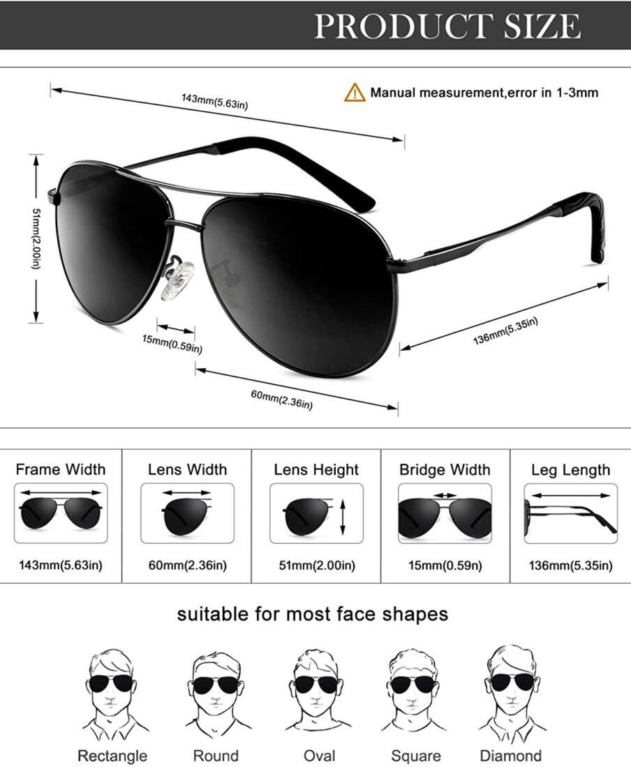 KALIYADI Aviator Polarized Vintage Ultralight SunGlasses with UV ...